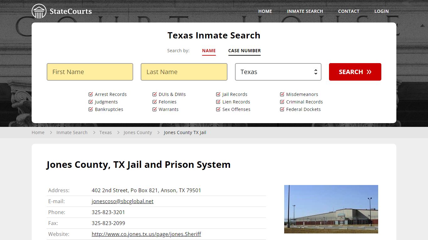 Jones County TX Jail Inmate Records Search, Texas - StateCourts
